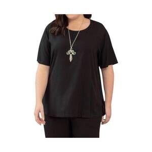 NEW ON THE PLUS SIDE rayon short sleeve top - plus in black
